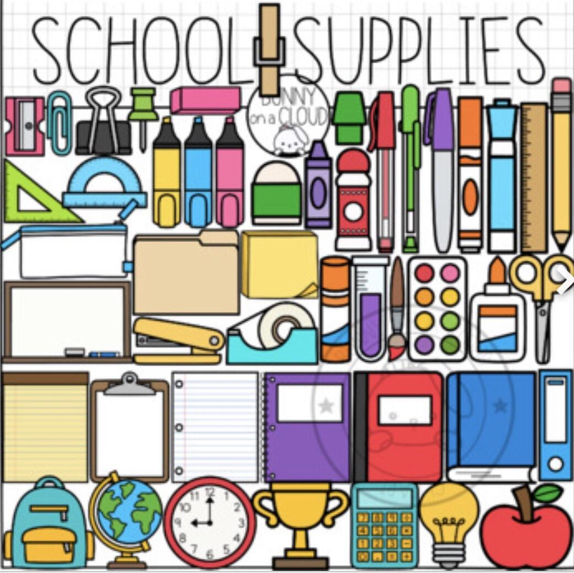 School Supplies Clipart by Bunny On A Cloud