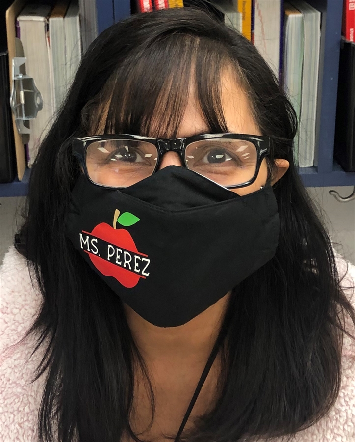 Ms. Perez with a mask